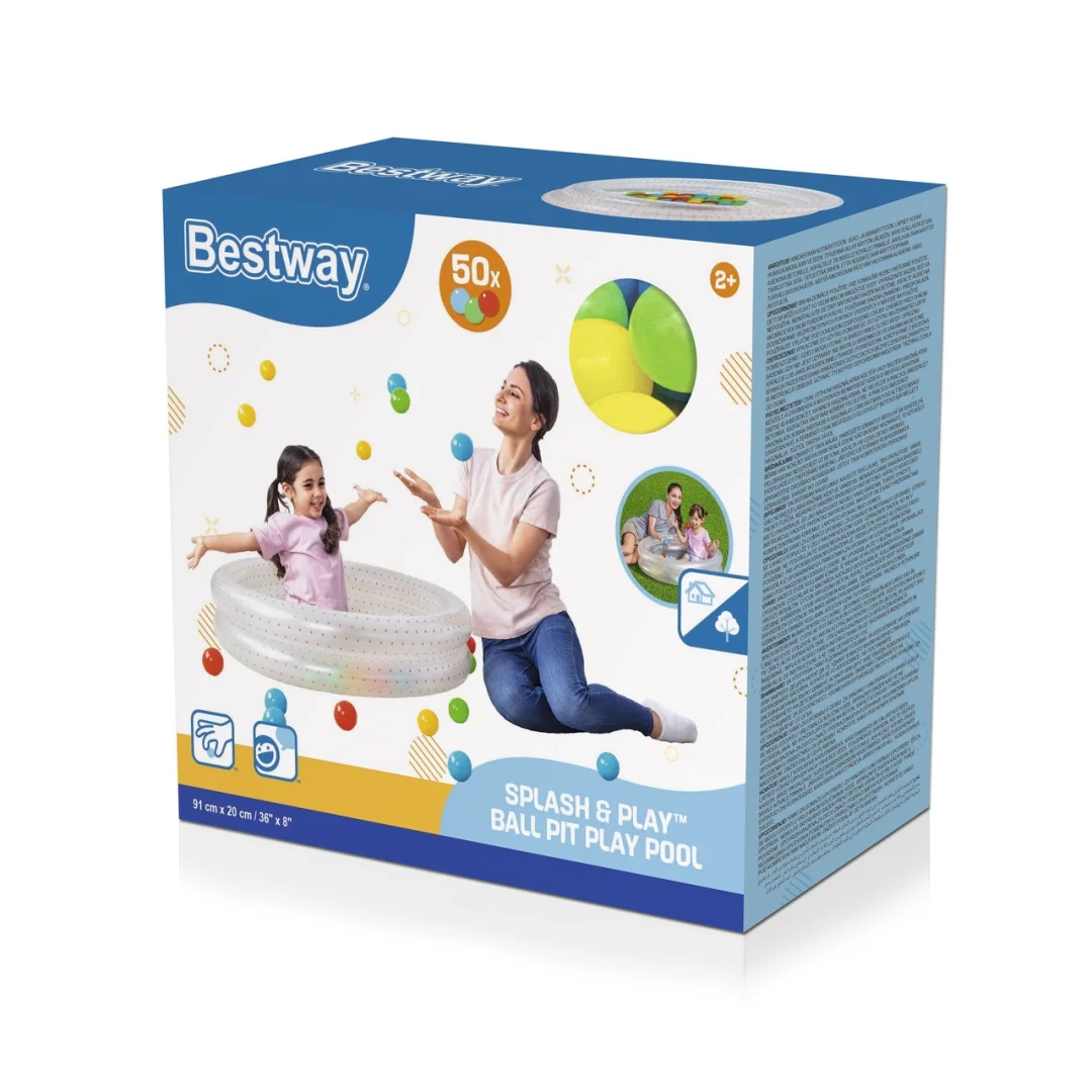Napuhljivi bazen 2 u 1 za djecu 2+ ružičasti BESTWAY 91x20cm dječji bazen + suhi bazen + 50 loptica_8