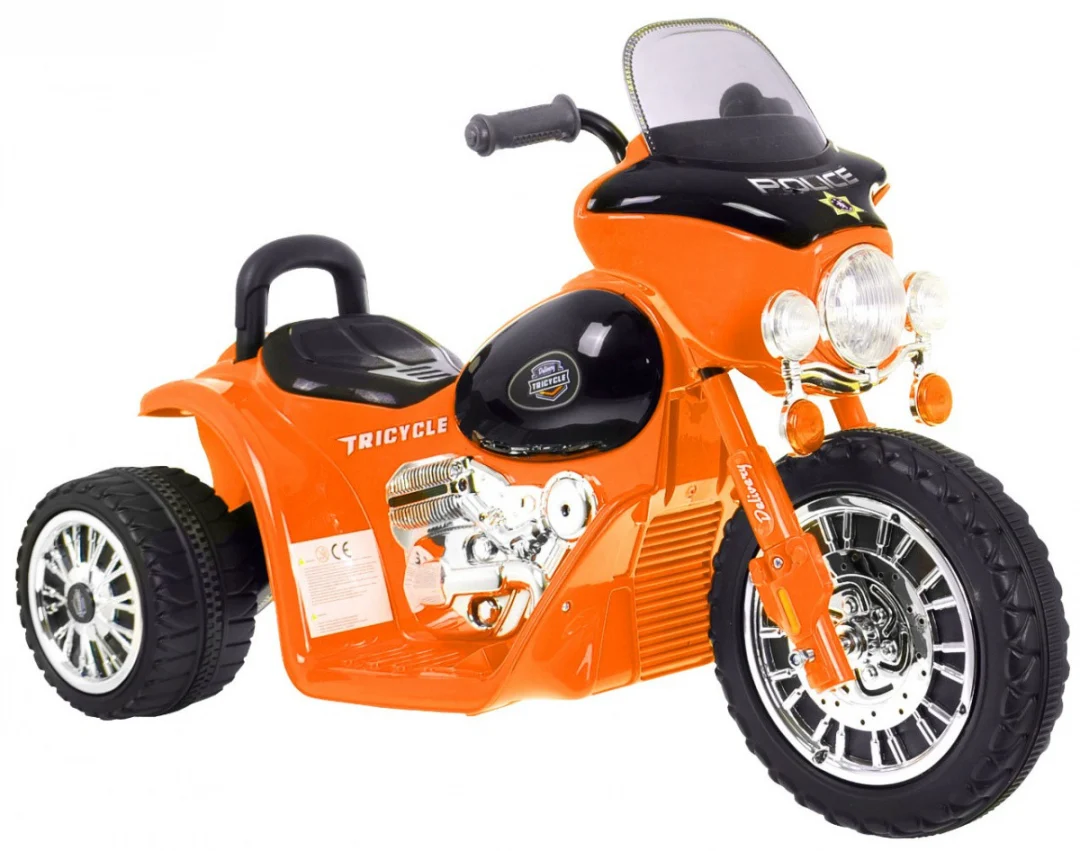 Narančasti motor za sjeckalicu na baterije za djecu + 3 kotača + zvukovi + LED svjetla motor na akumulator_2