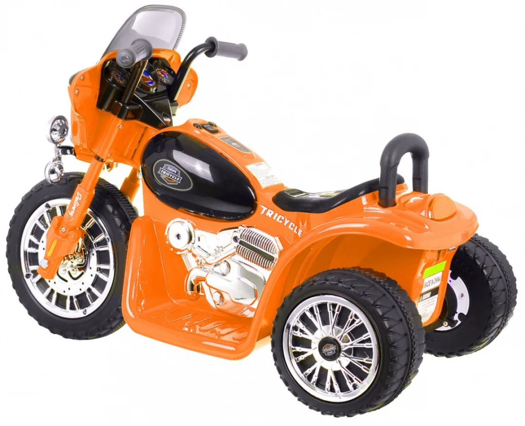 Narančasti motor za sjeckalicu na baterije za djecu + 3 kotača + zvukovi + LED svjetla motor na akumulator_4