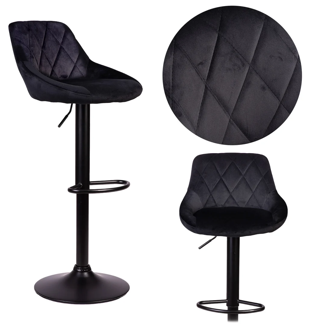 Nerra Sofa crna barska stolica s naslonom i crnim postoljem_1