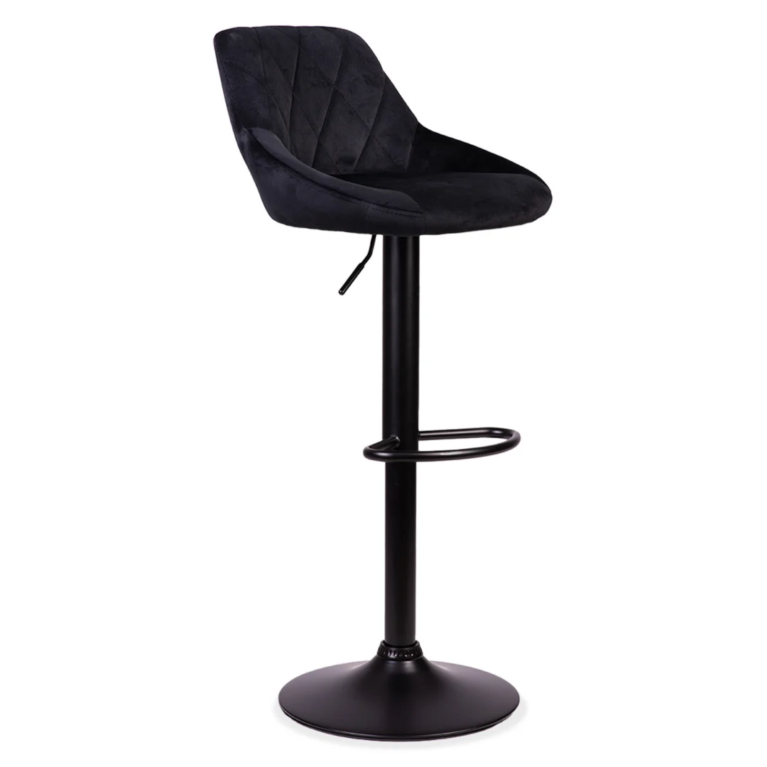 Nerra Sofa crna barska stolica s naslonom i crnim postoljem_2