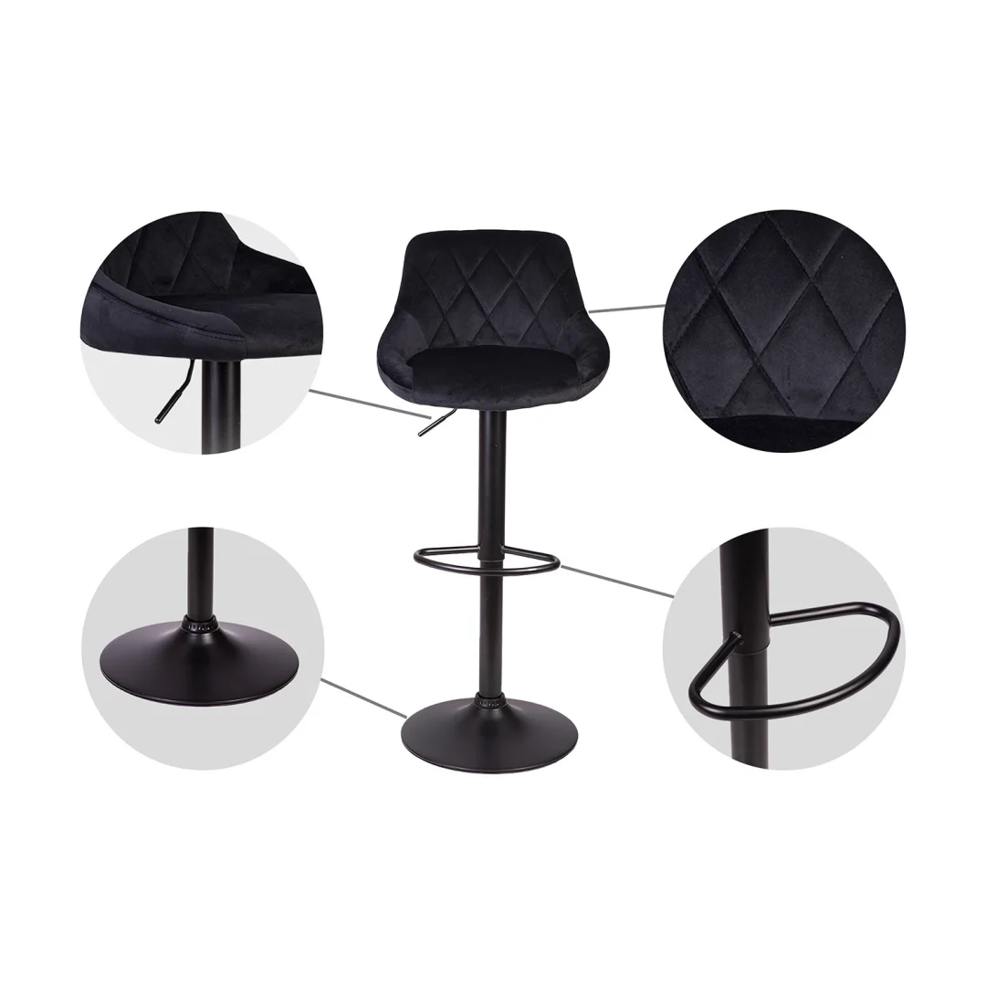 Nerra Sofa crna barska stolica s naslonom i crnim postoljem_3