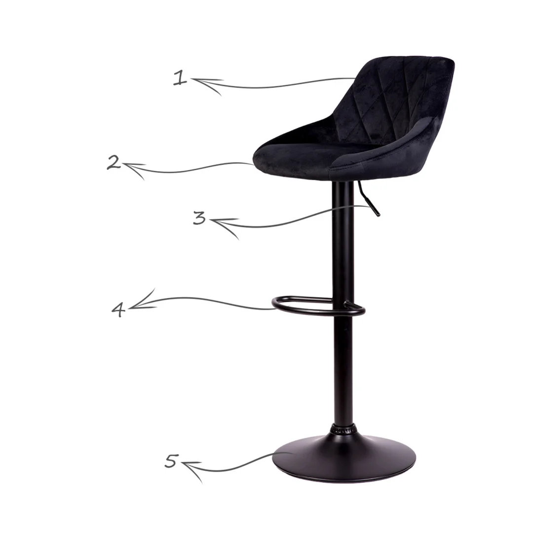 Nerra Sofa crna barska stolica s naslonom i crnim postoljem_4