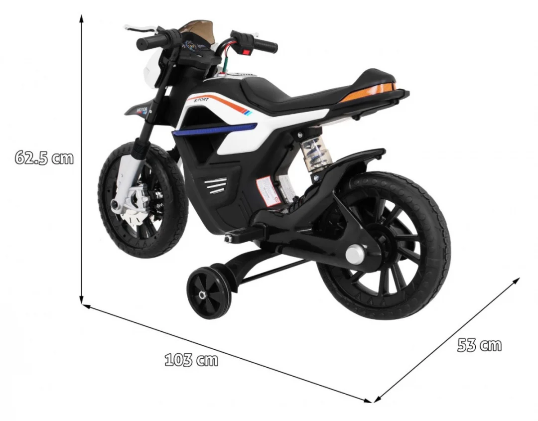 Night Rider motor na baterije za djecu bijeli + pomoćni kotači + MP3 USB + gas, bijela motor na akumulator_2