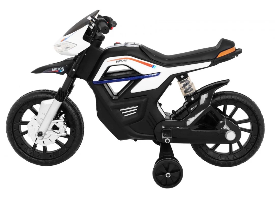 Night Rider motor na baterije za djecu bijeli + pomoćni kotači + MP3 USB + gas, bijela motor na akumulator_4