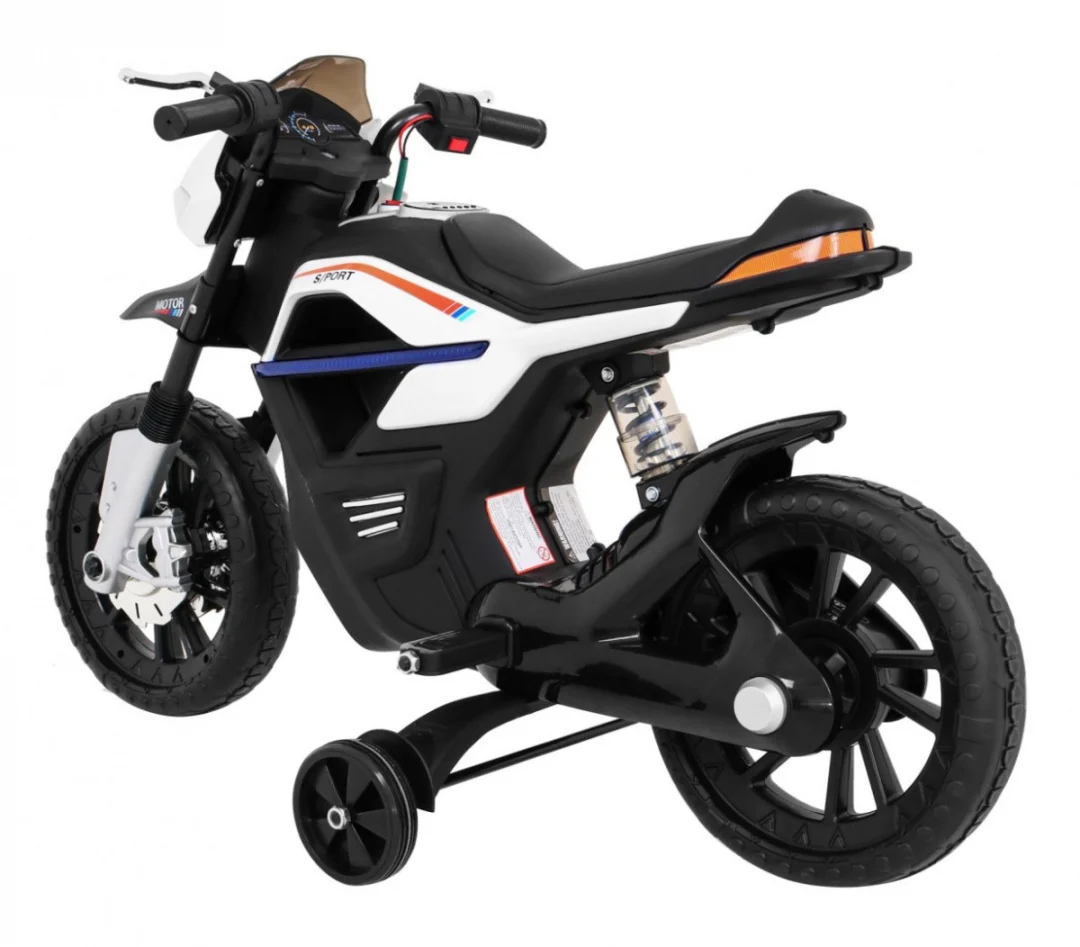 Night Rider motor na baterije za djecu bijeli + pomoćni kotači + MP3 USB + gas, bijela motor na akumulator_5