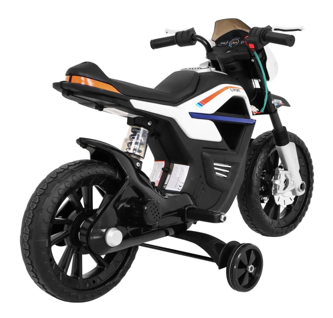 Night Rider motor na baterije za djecu bijeli + pomoćni kotači + MP3 USB + gas, bijela motor na akumulator_6