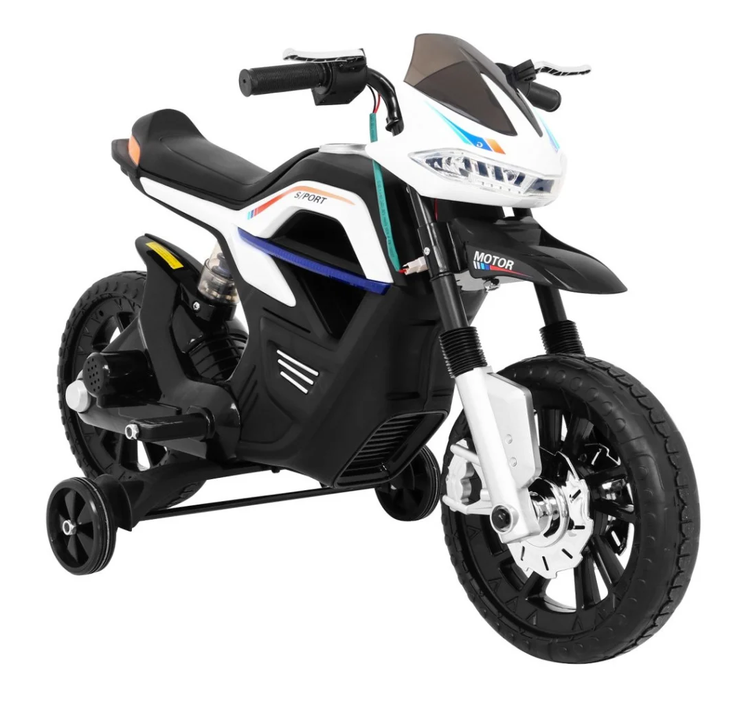 Night Rider motor na baterije za djecu bijeli + pomoćni kotači + MP3 USB + gas, bijela motor na akumulator_7