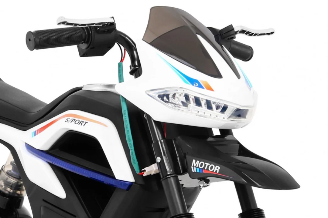 Night Rider motor na baterije za djecu bijeli + pomoćni kotači + MP3 USB + gas, bijela motor na akumulator_8
