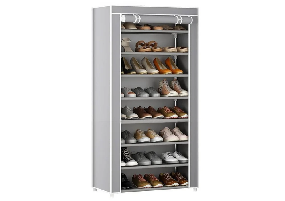 Organizator za cipele 8 polica sivi s navlakom_3