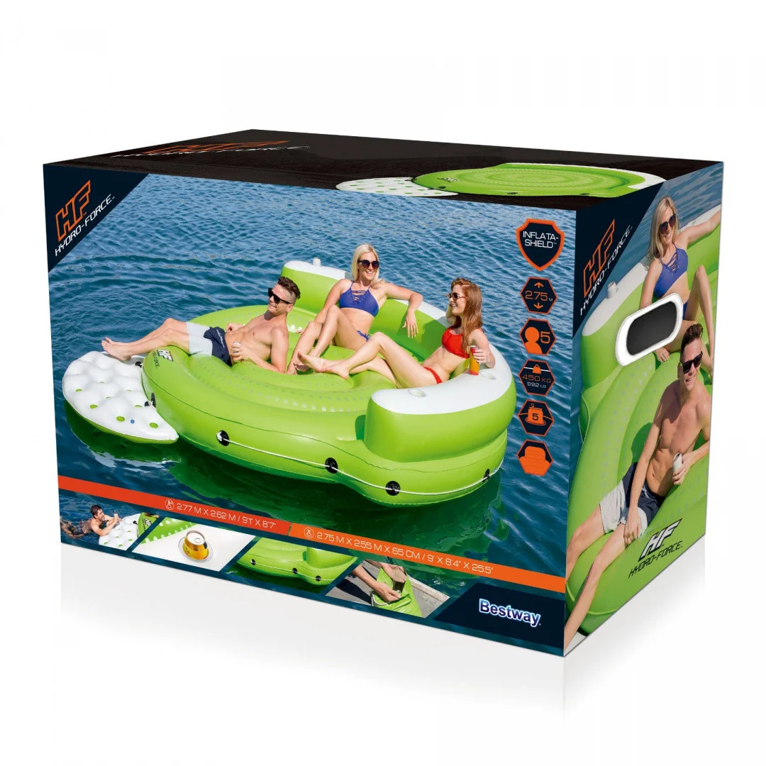 Otok za plivanje za 5 osoba BESTWAY 275x255x65cm + platforma + 5 držača za piće_8