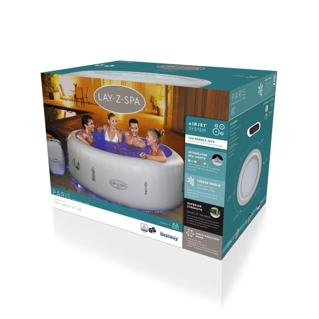 Paris Lay-Z-Spa AirJet Napuhavanje Jacuzzi BESTWAY za 6 osoba + Navlaka + Pumpa + Filter_10