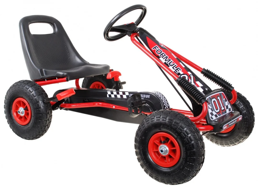 Pedalni go-kart Air za djecu 3+ crveni + napuhane gume + podesivo sjedalo_1
