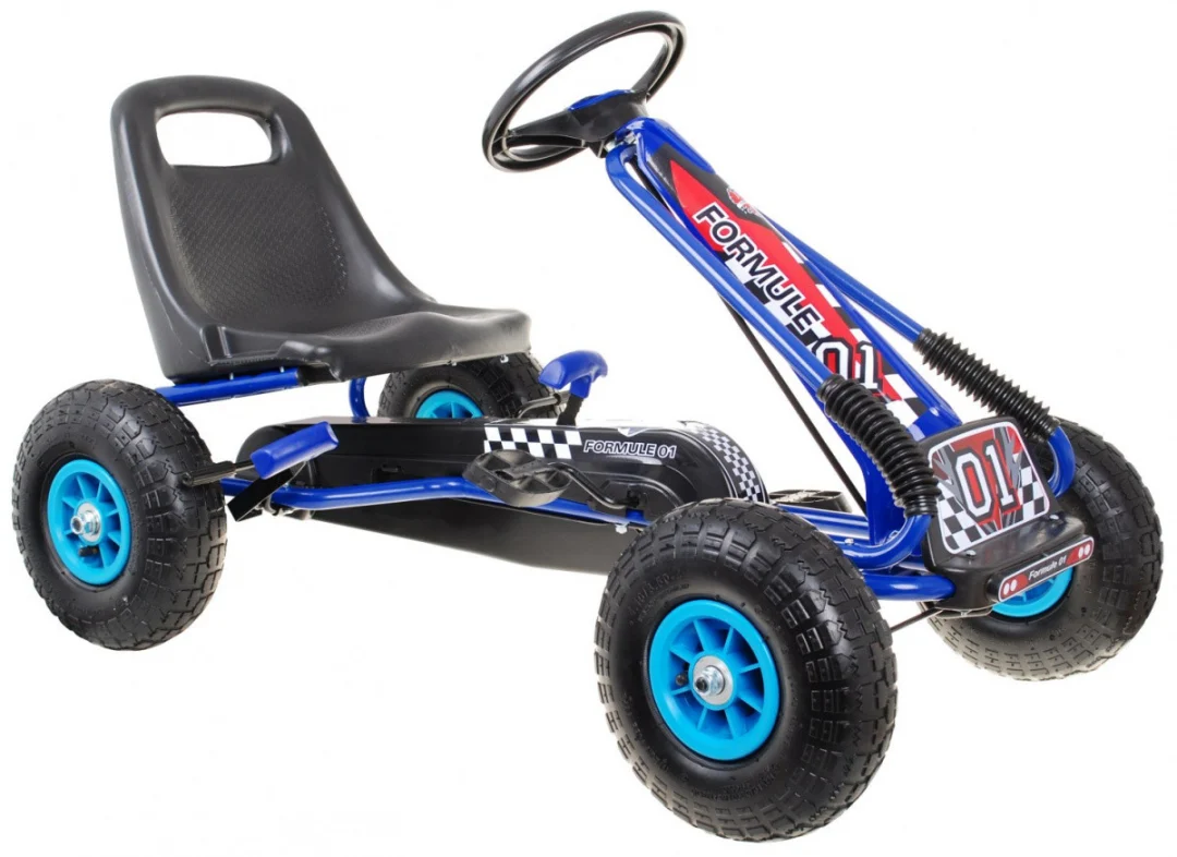 Pedalni go-kart Air za djecu 3+ plavi + napuhane gume + podesivo sjedalo_1