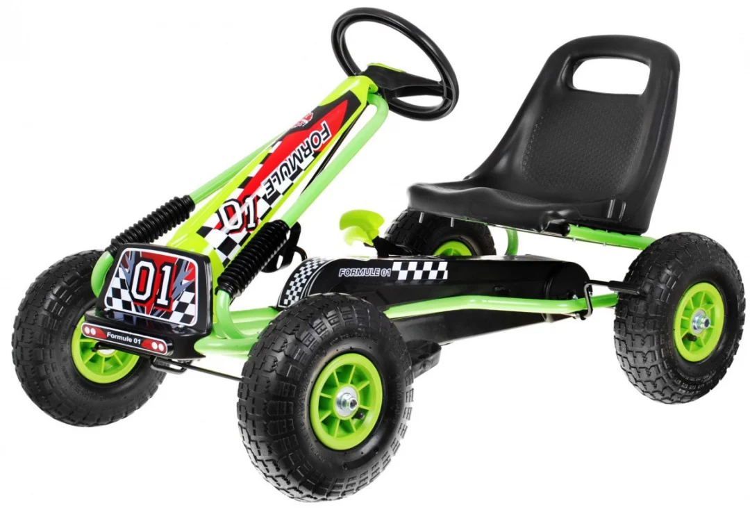 Pedalni go-kart Air za djecu 3+ zeleni + napuhane gume + podesivo sjedalo_1