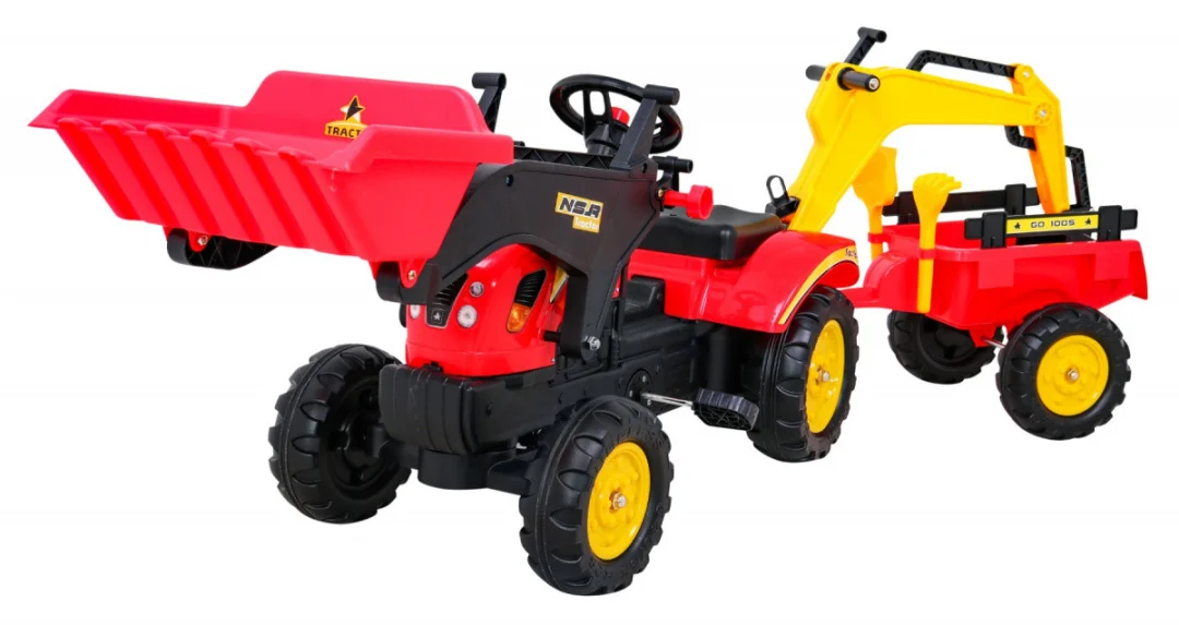 Pedalni go-kart traktor-bager s prikolicom + pribor_1