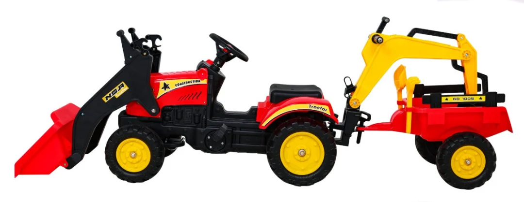Pedalni go-kart traktor-bager s prikolicom + pribor_3