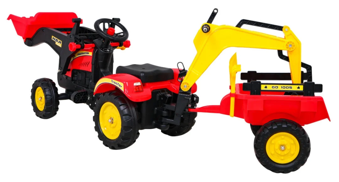 Pedalni go-kart traktor-bager s prikolicom + pribor_4