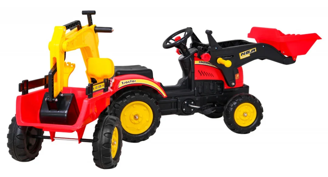 Pedalni go-kart traktor-bager s prikolicom + pribor_6