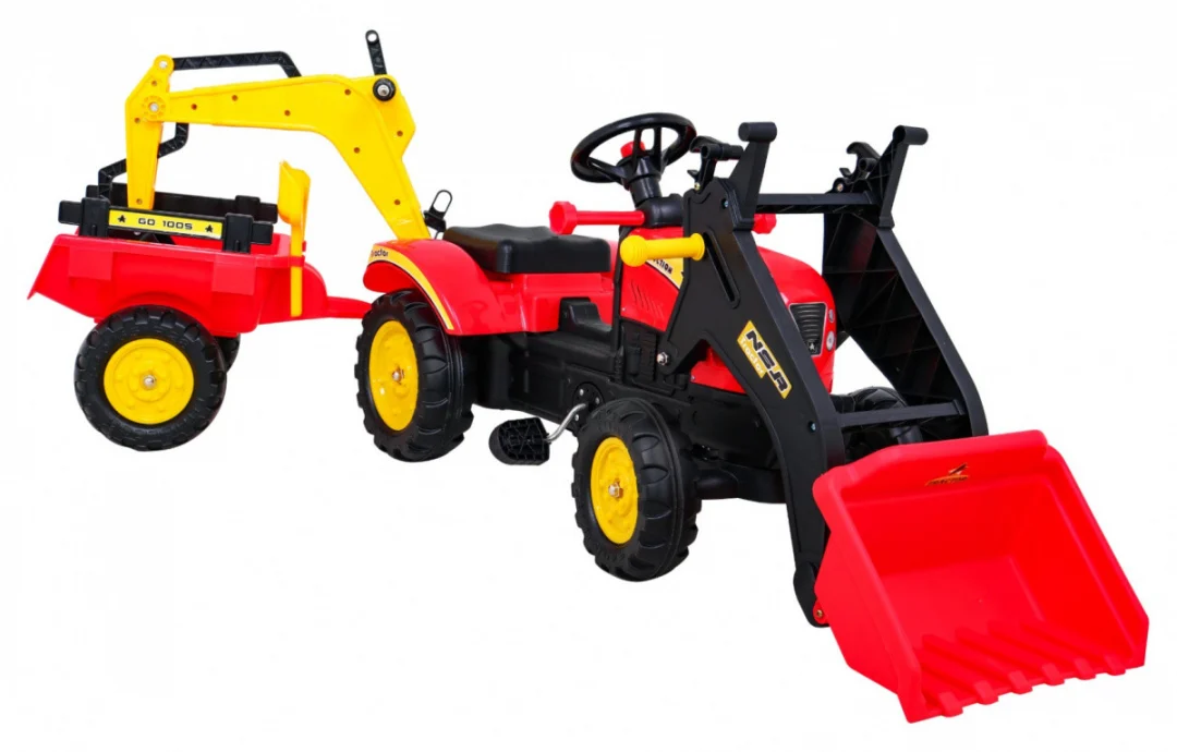 Pedalni go-kart traktor-bager s prikolicom + pribor_7