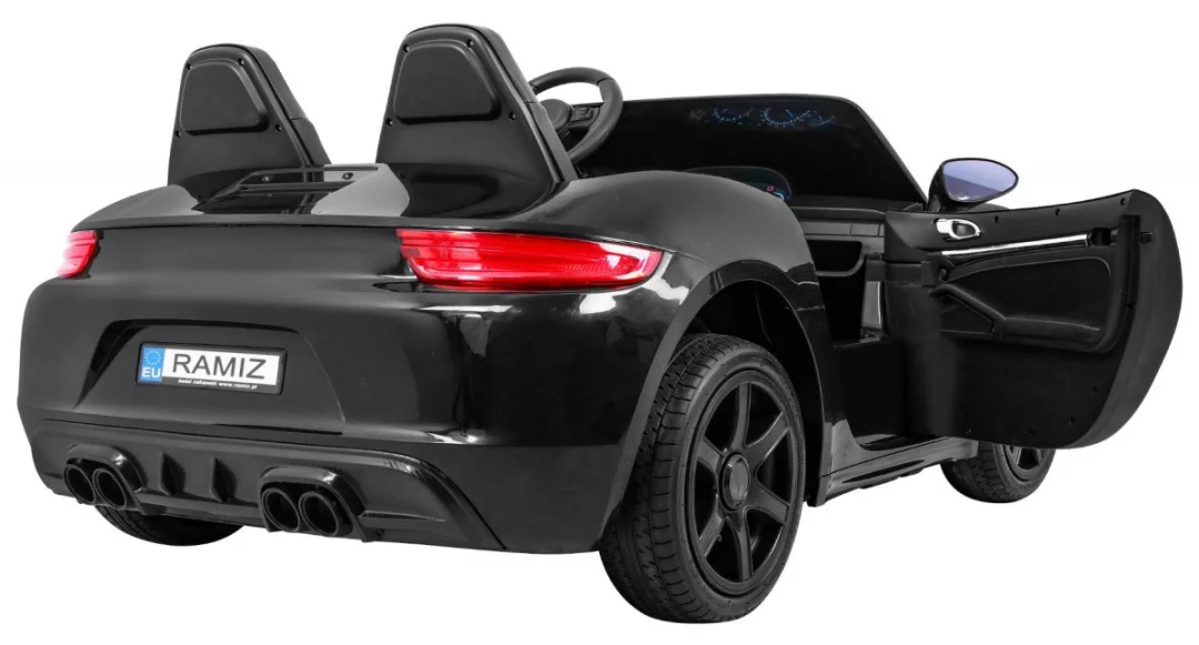 Perfecta Auto za 2 djece Crni + Napuhani kotači + Motor bez četkica + MP3 LED + Sporo, crna auto na akumulator_11