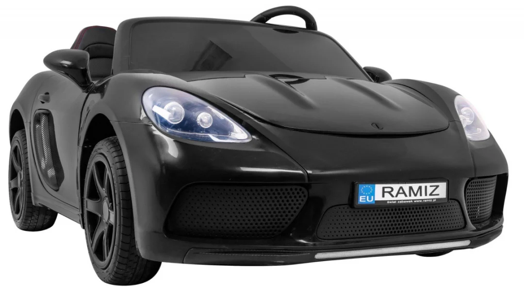 Perfecta Auto za 2 djece Crni + Napuhani kotači + Motor bez četkica + MP3 LED + Sporo, crna auto na akumulator_12