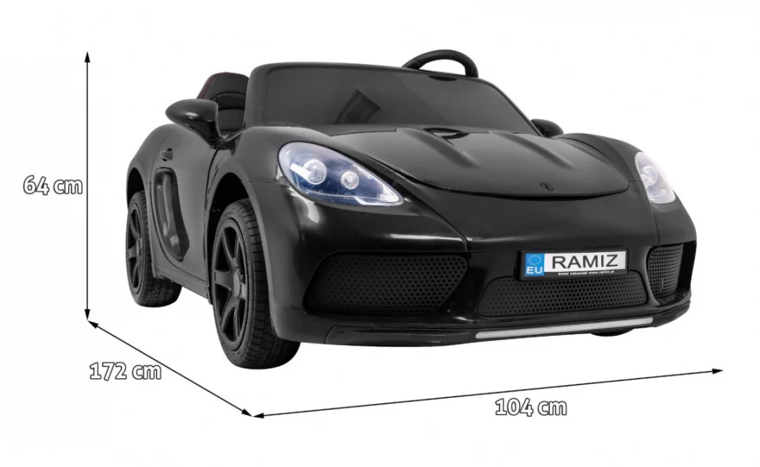 Perfecta Auto za 2 djece Crni + Napuhani kotači + Motor bez četkica + MP3 LED + Sporo, crna auto na akumulator_2