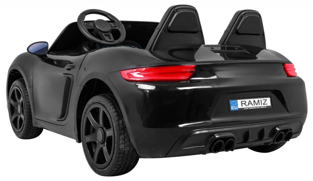 Perfecta Auto za 2 djece Crni + Napuhani kotači + Motor bez četkica + MP3 LED + Sporo, crna auto na akumulator_5