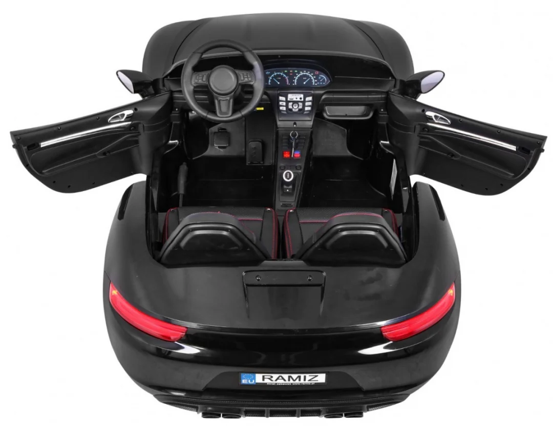 Perfecta Auto za 2 djece Crni + Napuhani kotači + Motor bez četkica + MP3 LED + Sporo, crna auto na akumulator_8