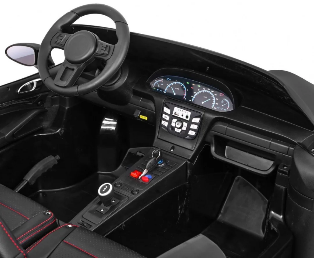 Perfecta Auto za 2 djece Crni + Napuhani kotači + Motor bez četkica + MP3 LED + Sporo, crna auto na akumulator_9