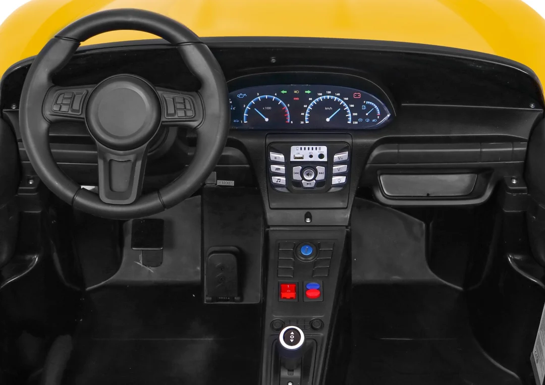 Perfecta Automobil za 2 djece Žuti + Napuhani Kotači + Motor Bez Četkica + MP3 LED + Sporo, žuta auto na akumulator_10