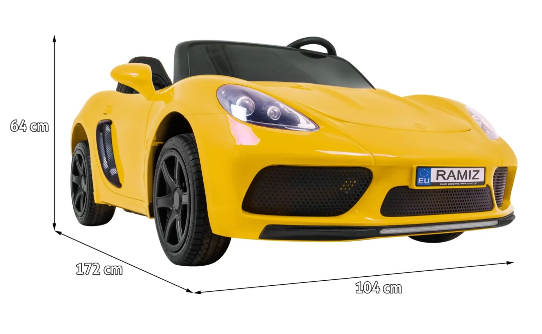 Perfecta Automobil za 2 djece Žuti + Napuhani Kotači + Motor Bez Četkica + MP3 LED + Sporo, žuta auto na akumulator_2