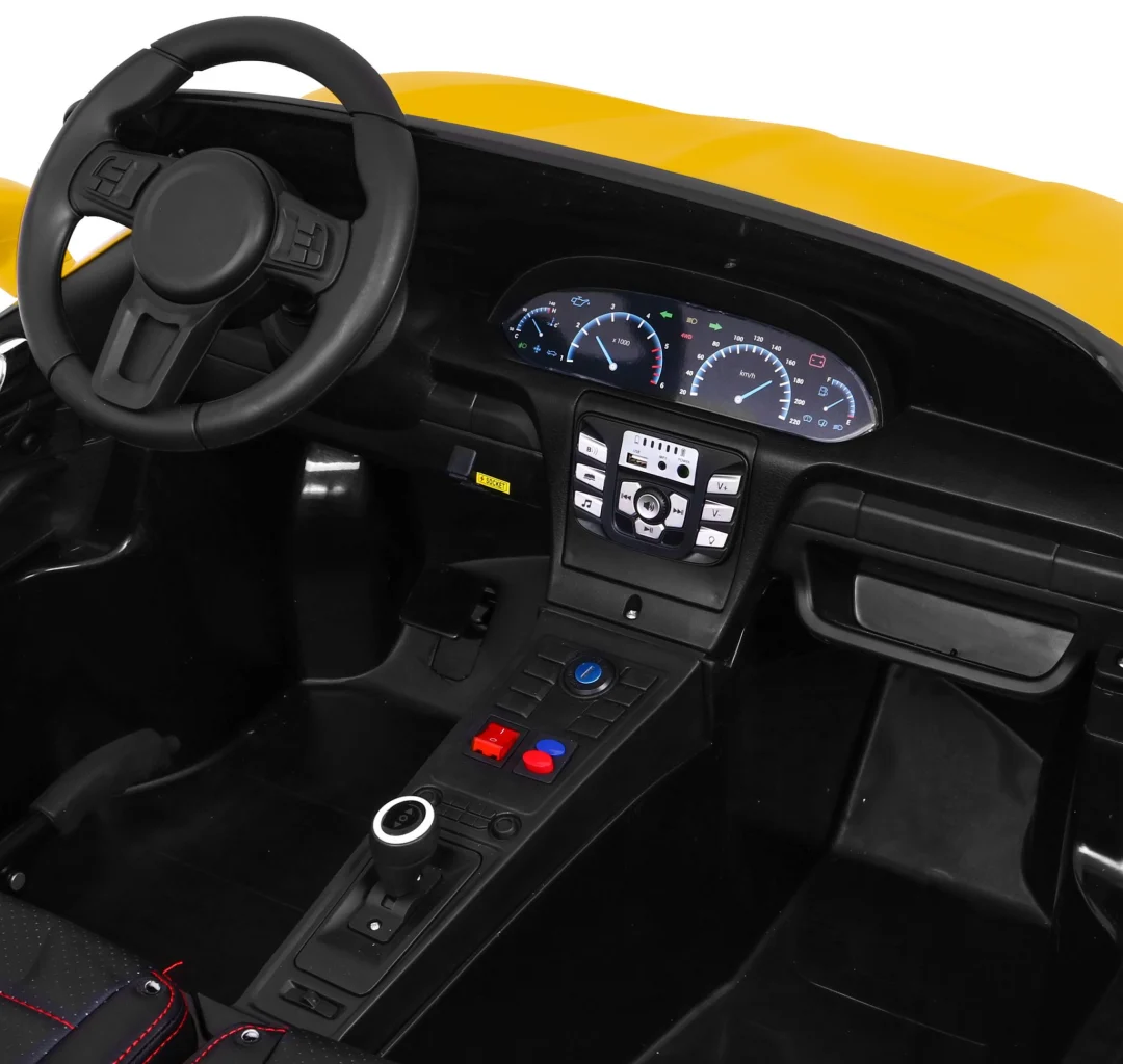 Perfecta Automobil za 2 djece Žuti + Napuhani Kotači + Motor Bez Četkica + MP3 LED + Sporo, žuta auto na akumulator_8
