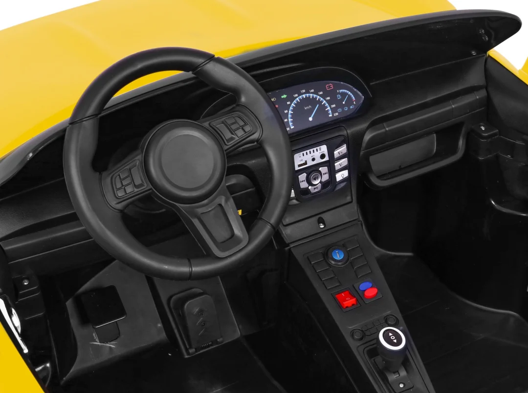 Perfecta Automobil za 2 djece Žuti + Napuhani Kotači + Motor Bez Četkica + MP3 LED + Sporo, žuta auto na akumulator_9