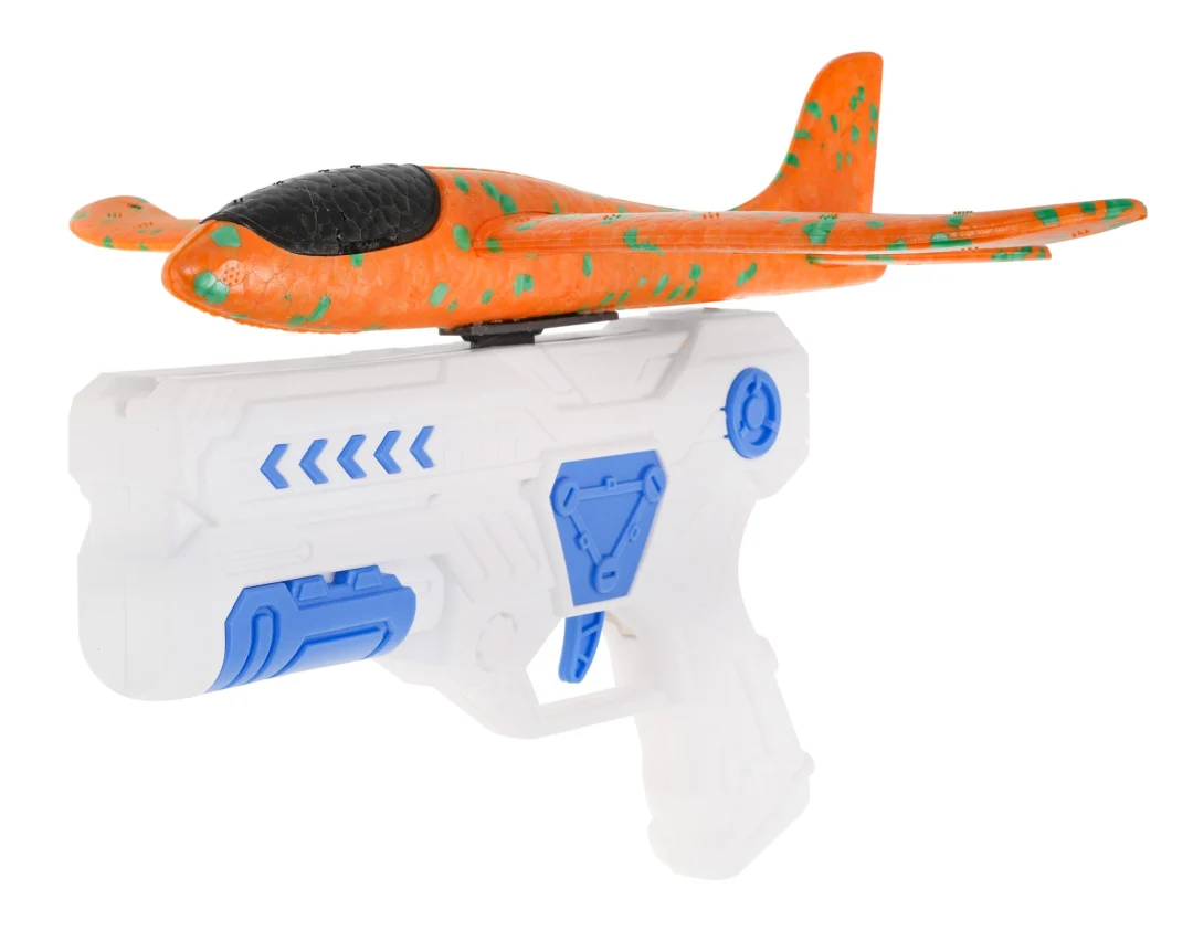 Pištolj-bacač bijeli + stiropor avion narančasti 6+_5