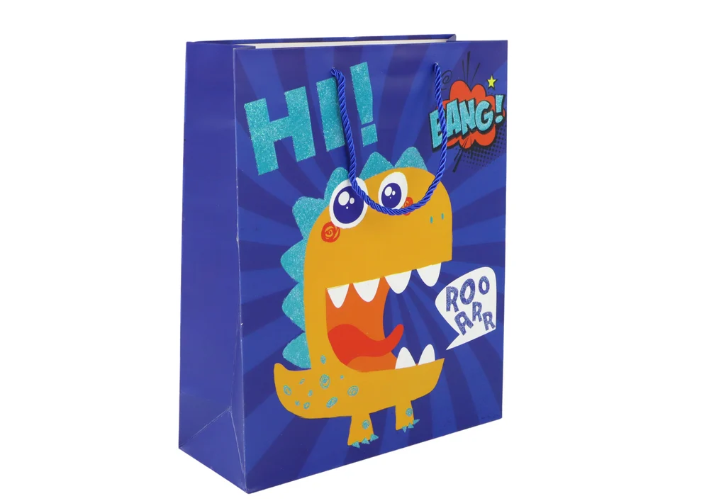 Plava papirnata poklon vrećica s dinosaurima 41,5 cm x 30 cm x 12 cm_2