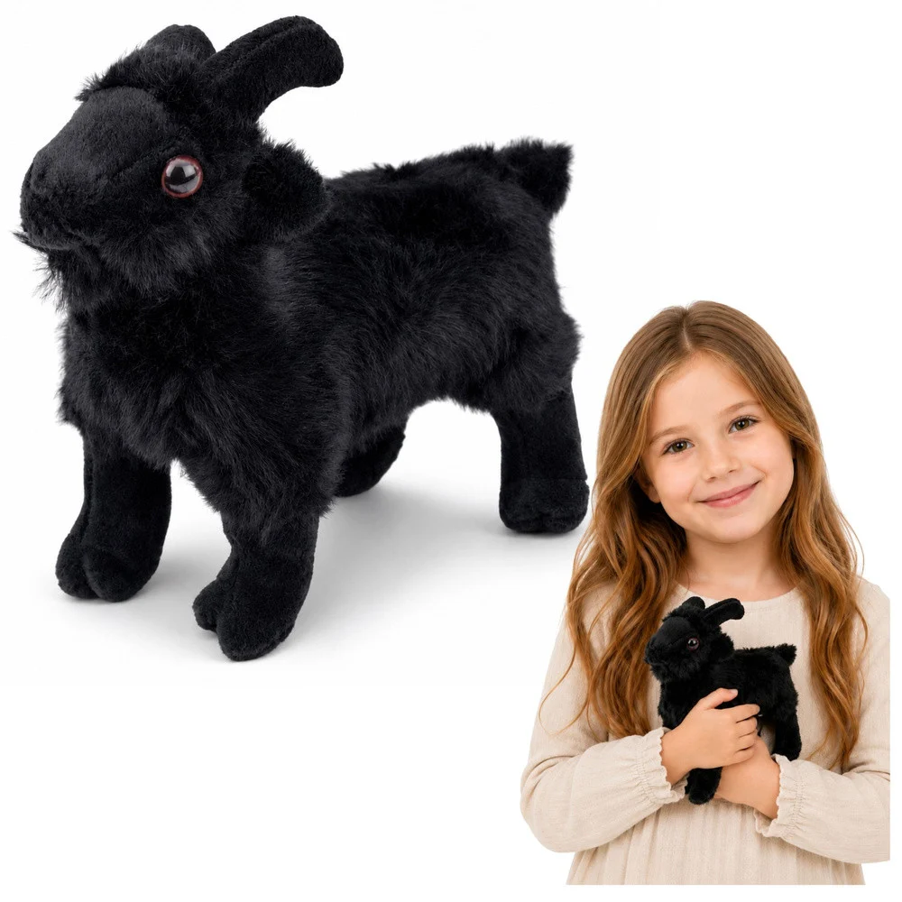 Plišana igračka Mala koza za djecu Crna 16 cm_1