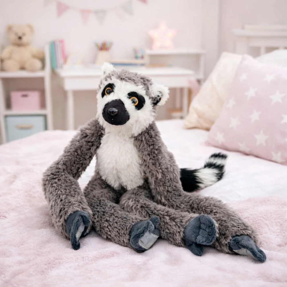 Plišana igračka lemur s čičkom za vješanje siva 35 cm_3