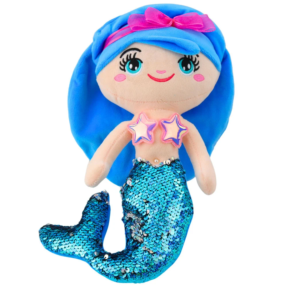 Plišana igračka sirene s repom i šljokicama, plava 30 cm_2