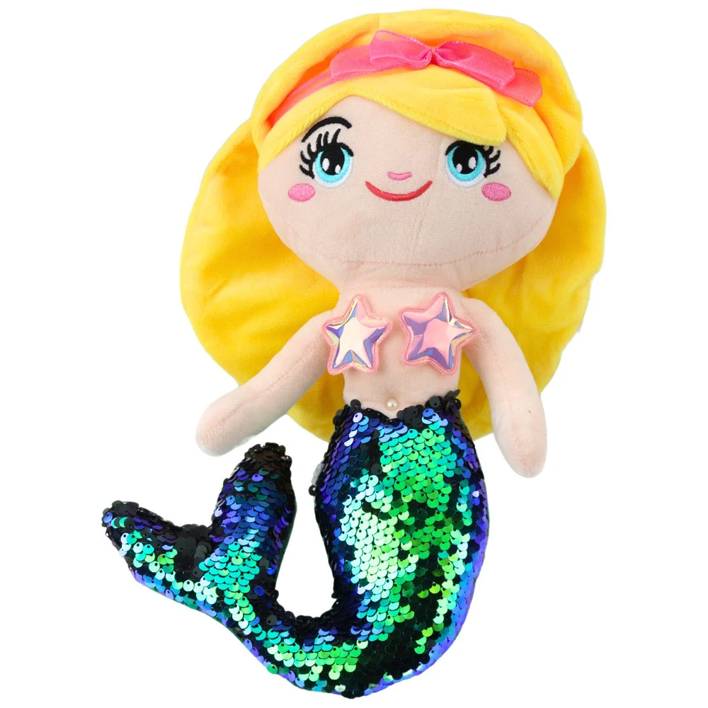 Plišana igračka sirene s repom i šljokicama, zelena 30 cm_2