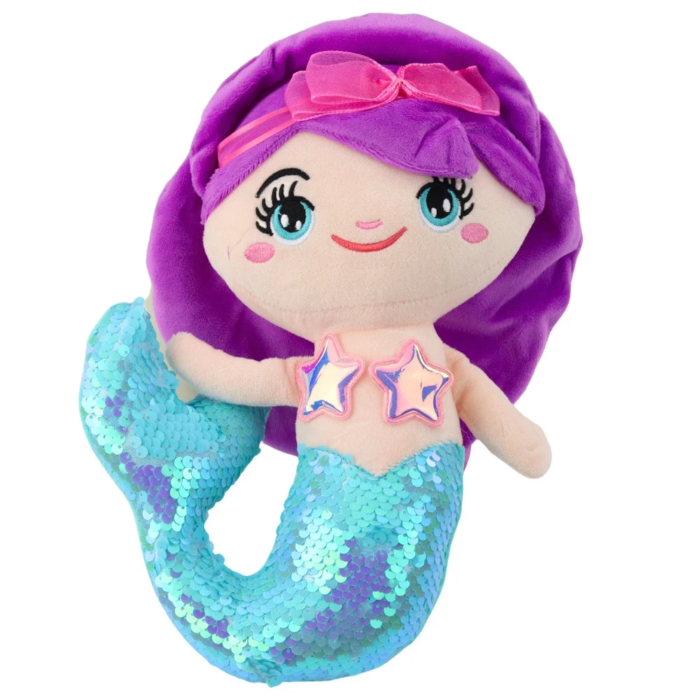 Plišana igračka sirene s repom, šljokicama i tirkiznim motivom 28 cm_2