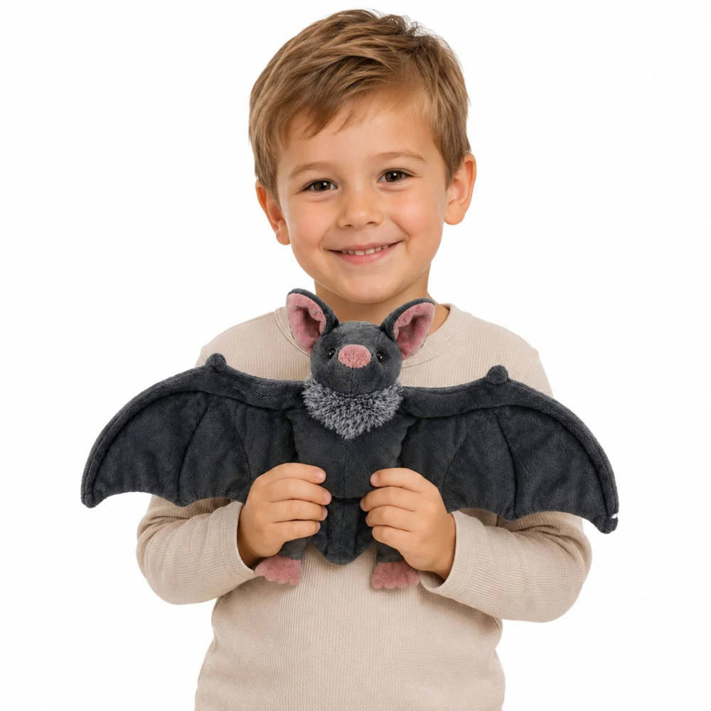 Plišana igračka šišmiš sa sklopivim krilima siva 57 cm_3