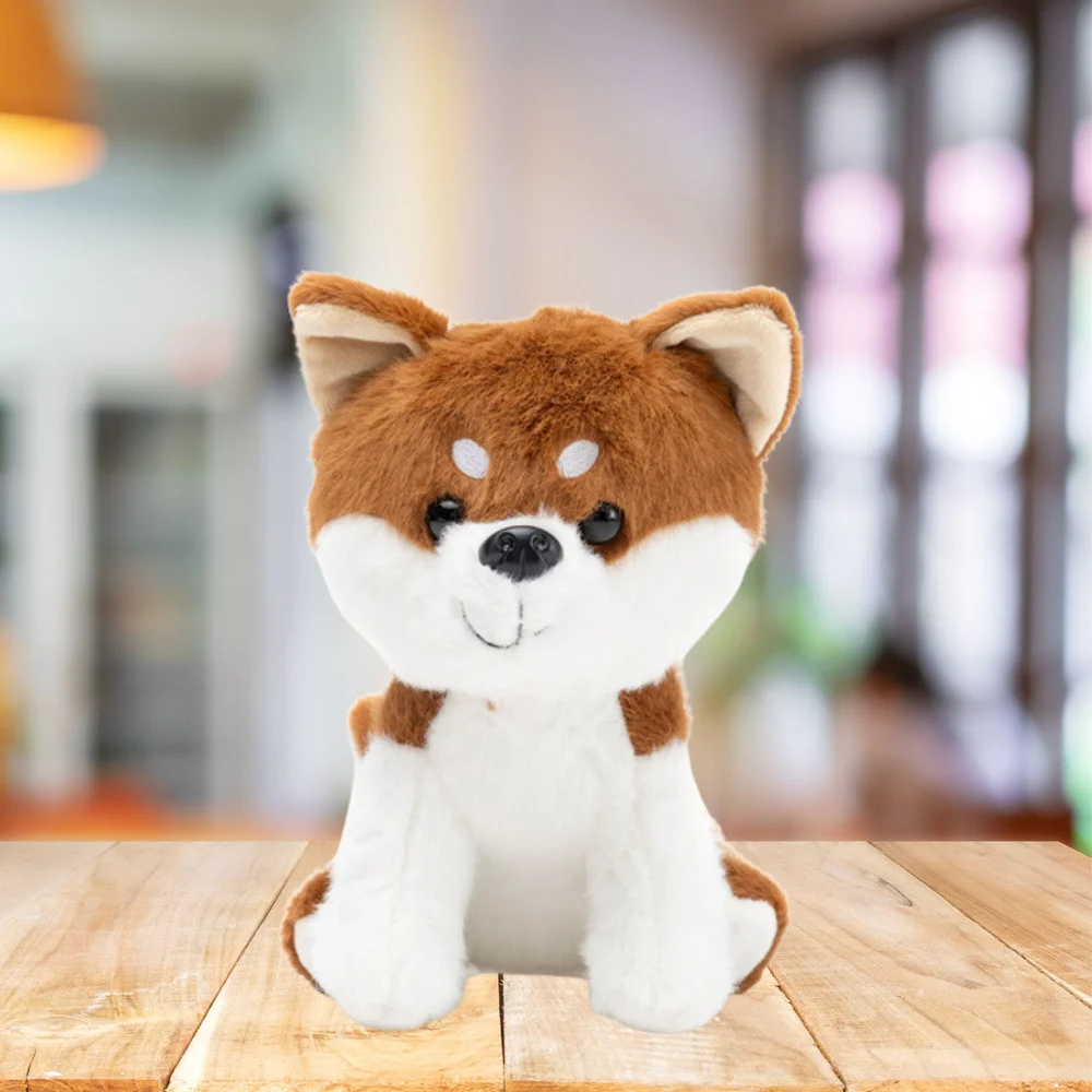 Plišana maskota igračka mali pas Shiba Inu bijela smeđa 20 cm_2