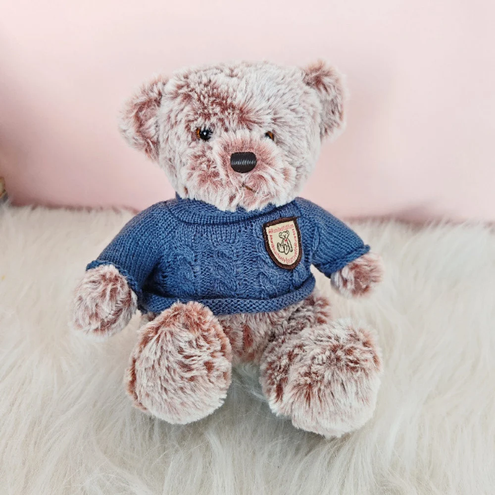 Plišani medvjedić sivi s plavim džemperom 21 cm_3