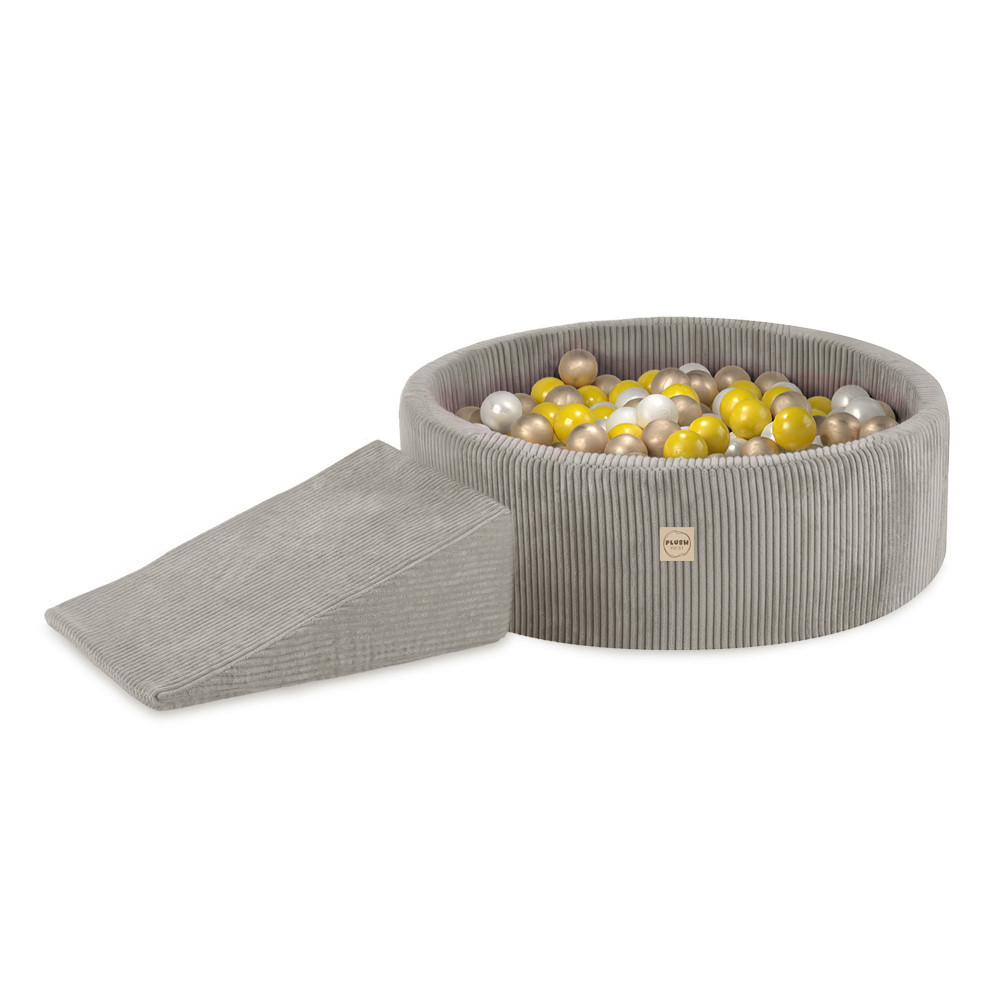 Plush Nest Igralište Suhi bazen 90x30 + trokut (+200 loptica: biserne, zlatne, žute), bež, vrhunski boja_1