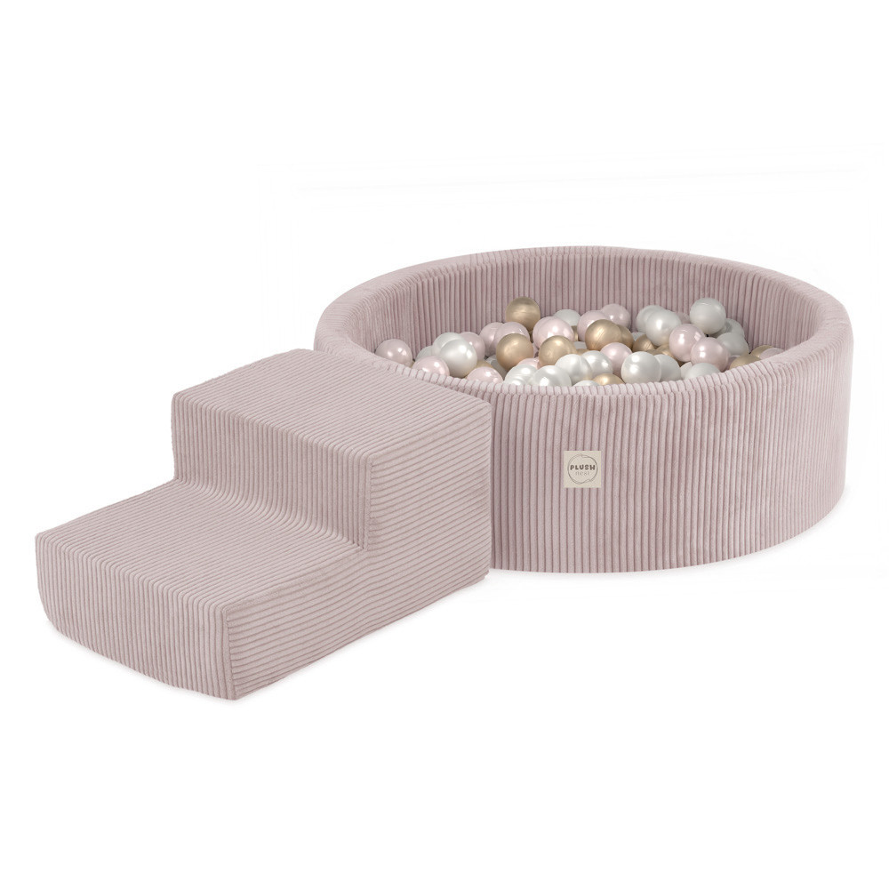 Plush Nest Igralište Suhi bazen + Kamen za stepenice (+200 loptica: biserne, zlatne, biserno svijetlo ružičaste), svijetle p_1
