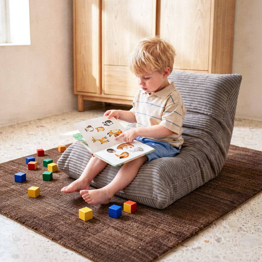 Plush Nest MOONI Mini ergonomska dječja ležaljka, plava, vrhunski šenil_1