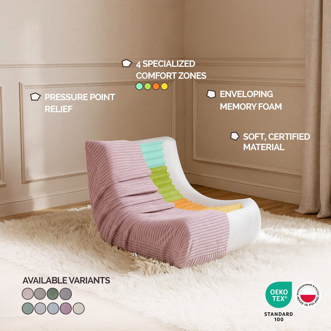 Plush Nest MOONI Mini ergonomska dječja ležaljka, zelena, vrhunski šenil_2