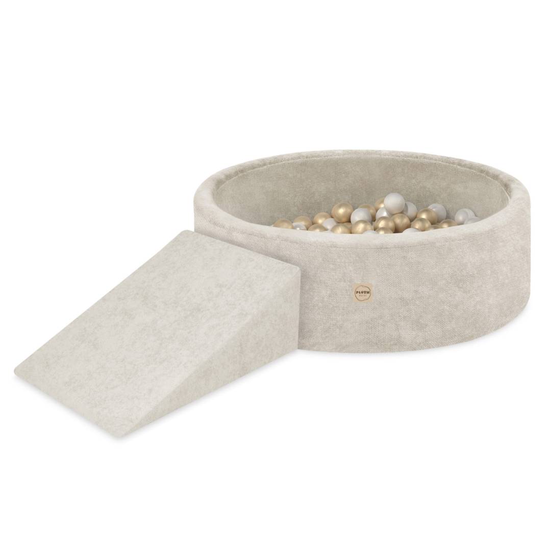 Plush Nest Pjenasti trokut za dječji bazen, bež, vrhunski šenil_5