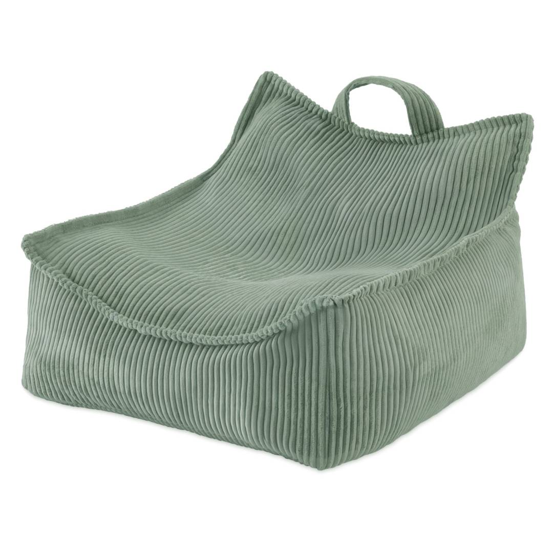 Plush Nest Puffy Square fotelja, 77x67x50, zelena, korduroj_1